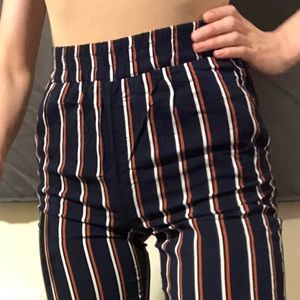 Vertical Striped High-Waisted Trousers
